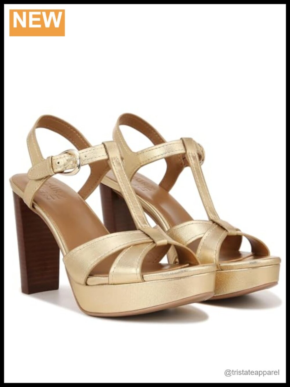 Naturalizer Platform T-Strap High Heel Sandal with Peep Toe
